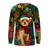 Women's Fashion Casual Long Sleeve Christmas Printed Neck Sweatshirt Top