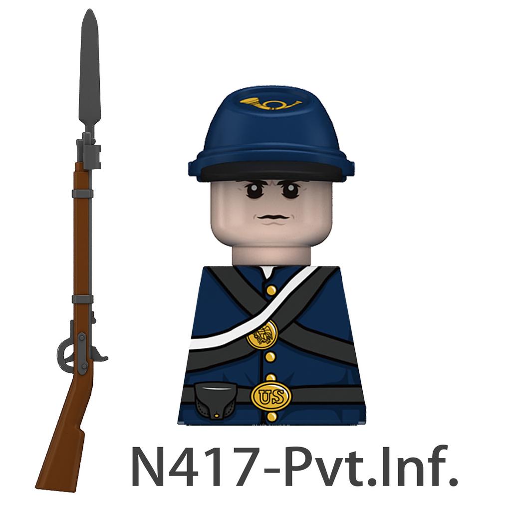 MOC Amerikos pilietinio karo kareivių figūrėlės Statybiniai kaladėlės Vienišos žvaigždės sargybiniai Ginklai Pistoletas kepuraitė Armijos pėstininkai Kaladėlės Žaislai Vaikų dovana