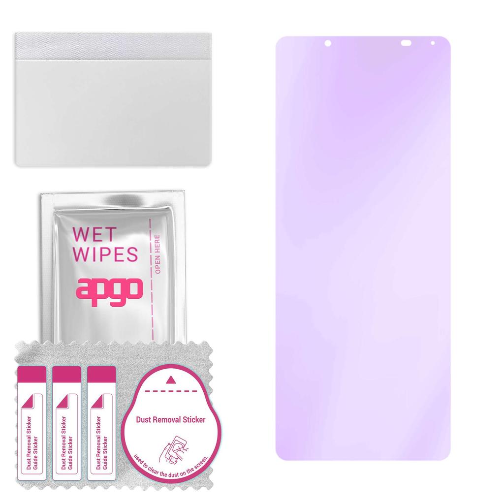 apgo Anti-Blue 9H Hybrid protective glass compatible with Sony Xperia 1 V Gaming Edition, flexible nano glass, great replacement for tempered glass, s