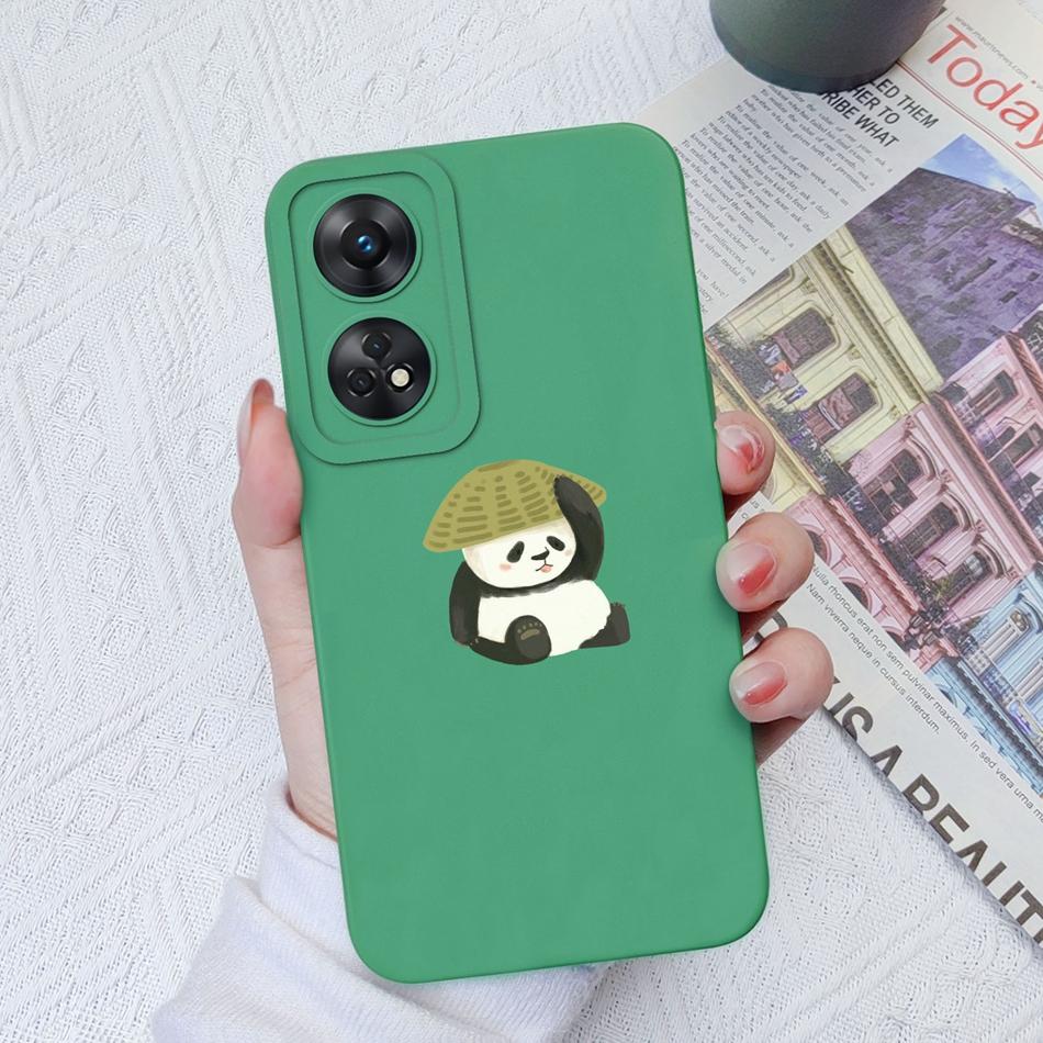 Phone Case For OPPO Reno 8T 4G 5G 8Z 8Lite Cover Cartoon Camera Protection Liquid Silicone Bumper For OPPO Reno8 T Fundas Gift