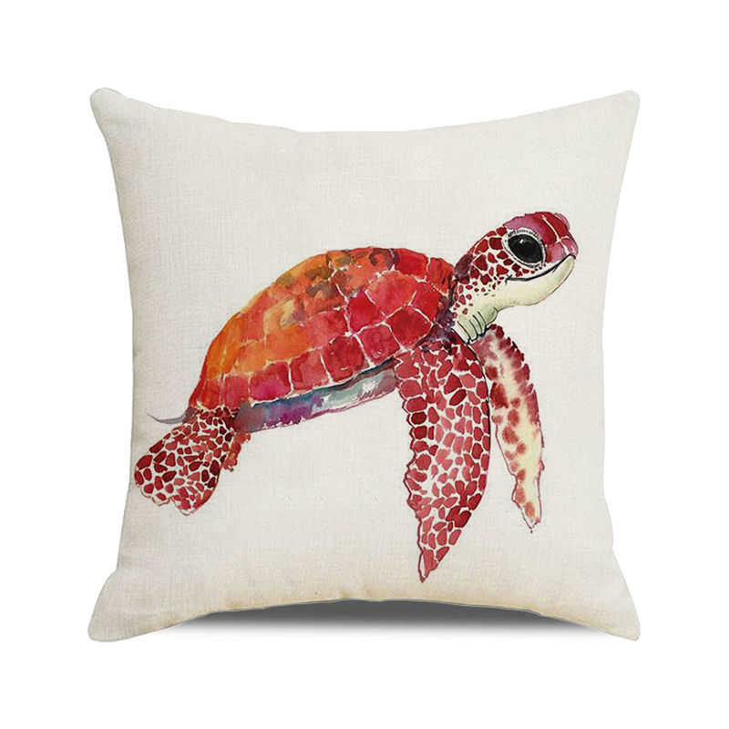 Home Decor Colorful Sea Turtle Watercolor Pillow Covers Pattern Cushion Cover Suitable for Sofa Bedroom Car Pillow Cover