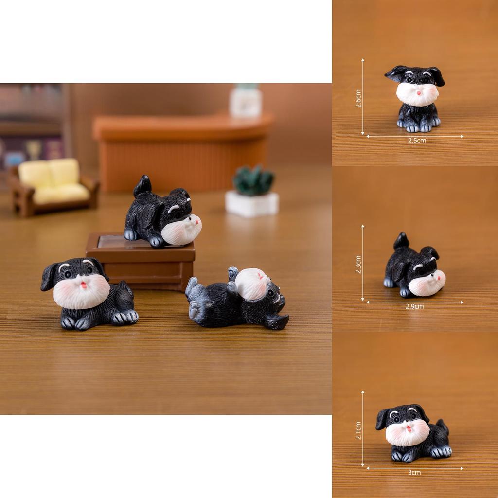 Adorable Schnauzer Resin Figurine Miniature Creative Diy Landscape Decoration