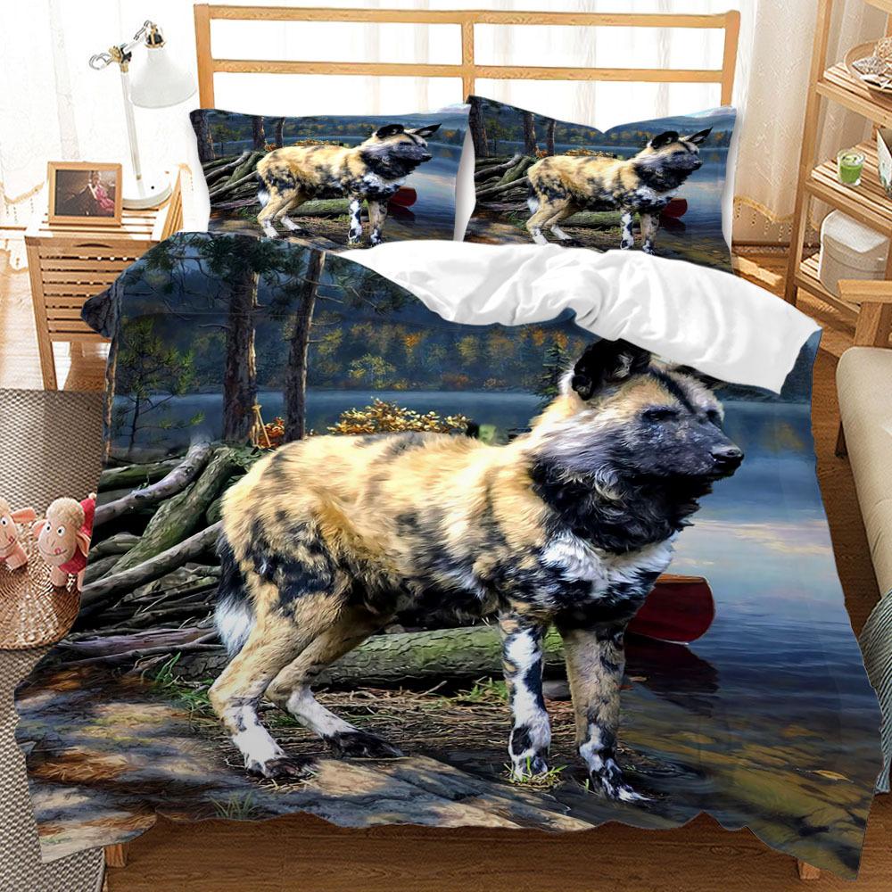 3D Digital Printing Quilt Cover Animal Dog Bed Three-Piece Set Bedding Pillowcase