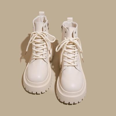 Women's Platform Boots Side Square Zipper Solid Color Lace Side Zipper Ankle Boots Spring Fall Women's Shoes 2024