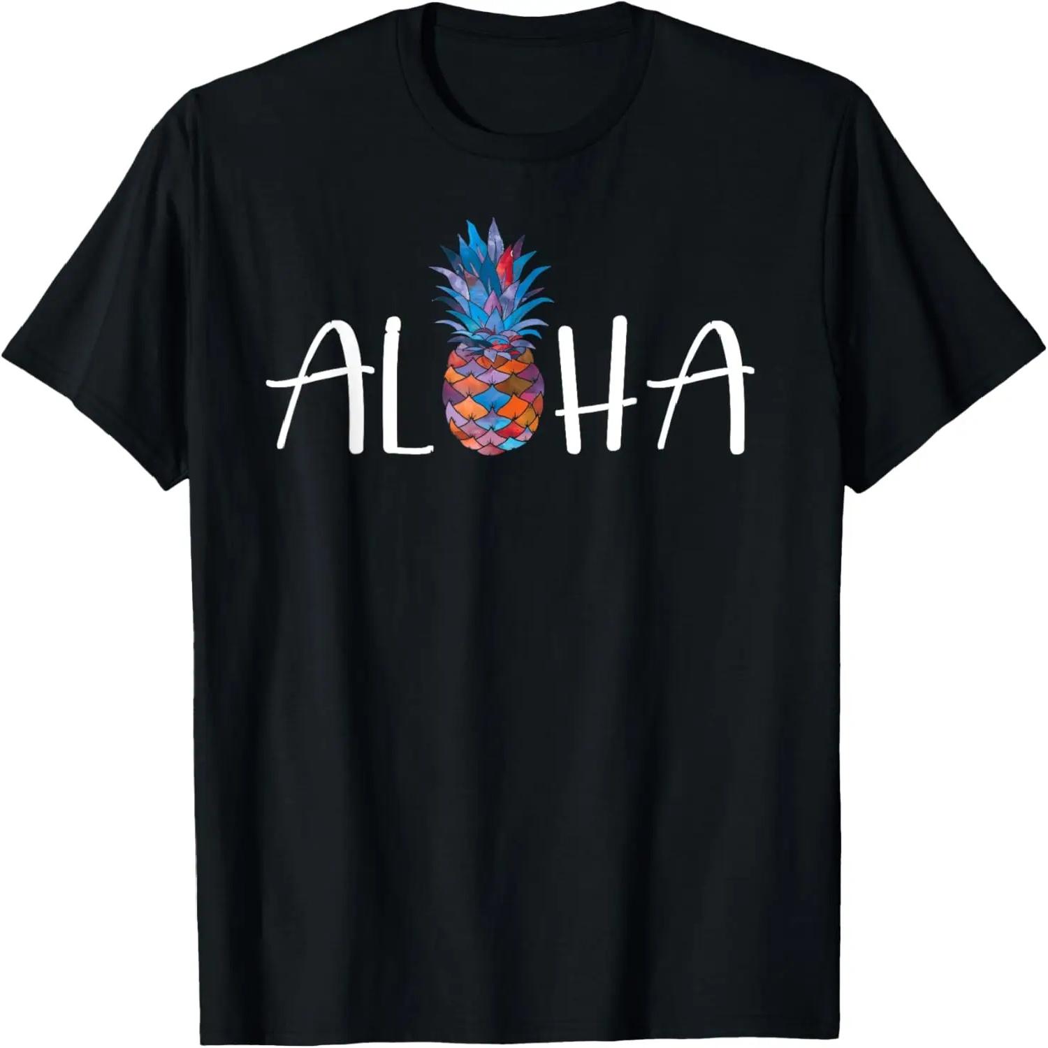 

Aloha Hawaii Pineapple Watercolor Aqua Luau Party Hawaiian T-Shirt XXXXXL чорний