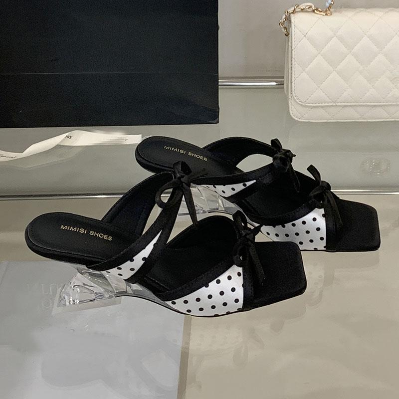 

Fashion Female Butterfly-Knot Ladies Wedges Slippers Sandals Slides Shoes Fashion Transparent Heel Wedges Slippers Shoes For Women Pumps 35 чёрный