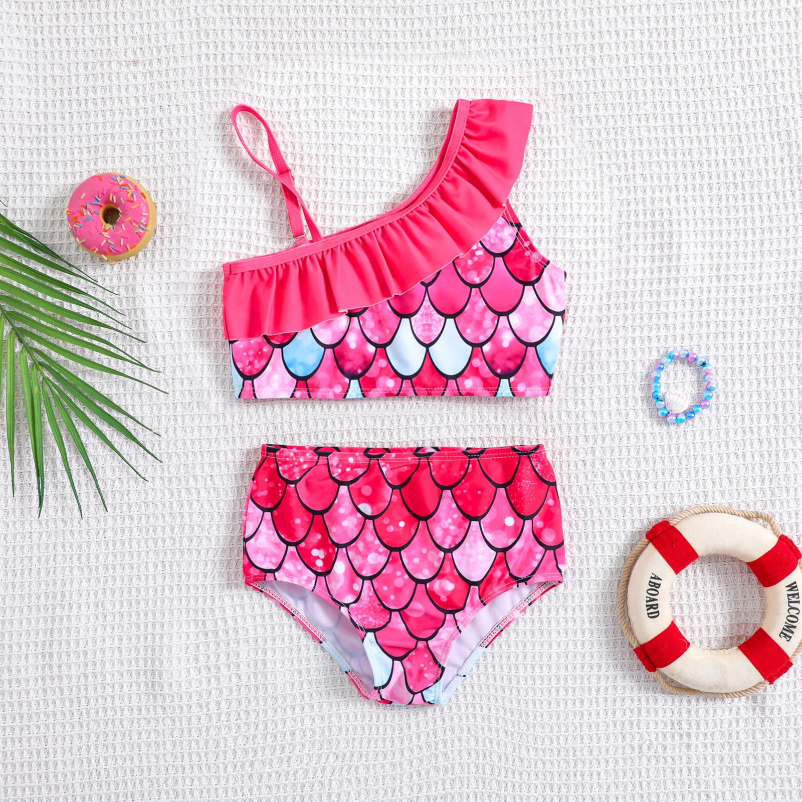 

Girls One-Shoulder Sling Bikini Two-Piece Swimsuit 110 красный