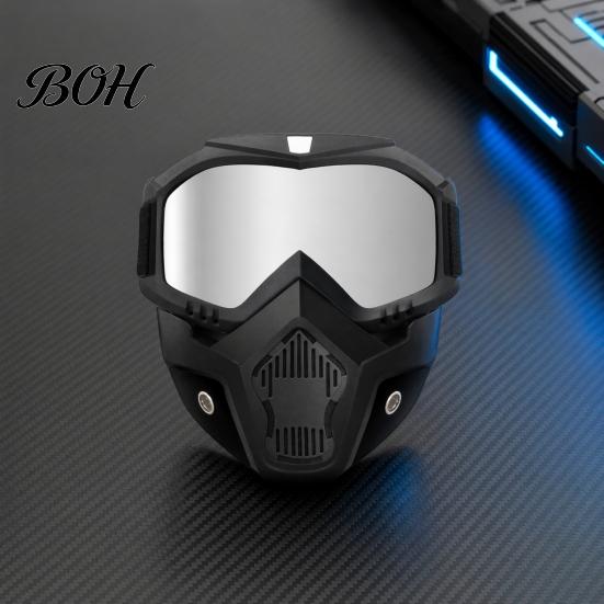 Oil And Gas Safety Gear Full Face Goggle Mask, Detachable Cycling Goggles Mask with Anti-Fog HD Lens Protective Eyewear Lens, Large Viewing