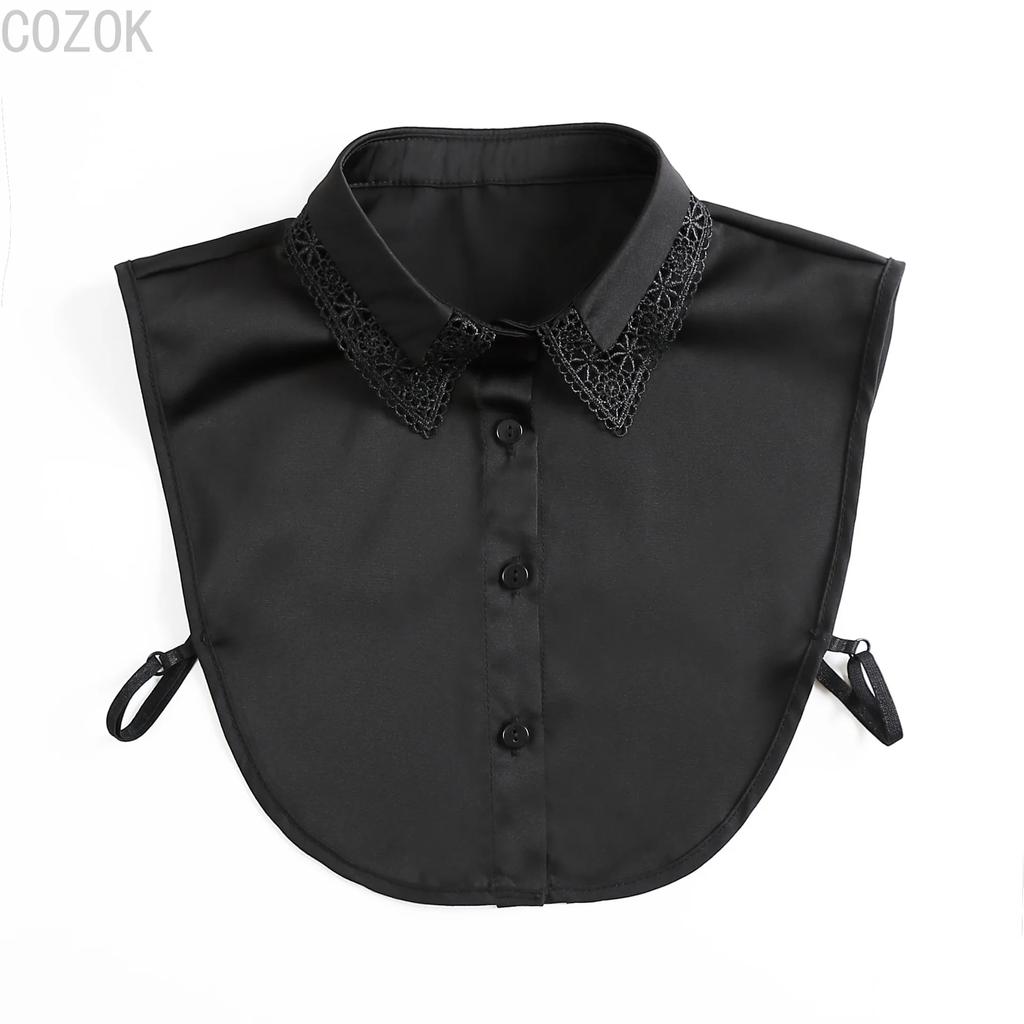 Fashion Women's Embroidery Shirt Fake Collar Removable Mujer Faux Cols White Sweater False Collar Lapel Shirt Blouse Detachable