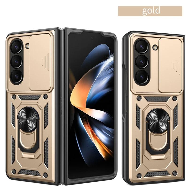 Armor Shockproof Case for Samsung Galaxy Z Fold 6 5 4 3 5G Cover with Ring Magnetic Holder Metal Stand Foldbale