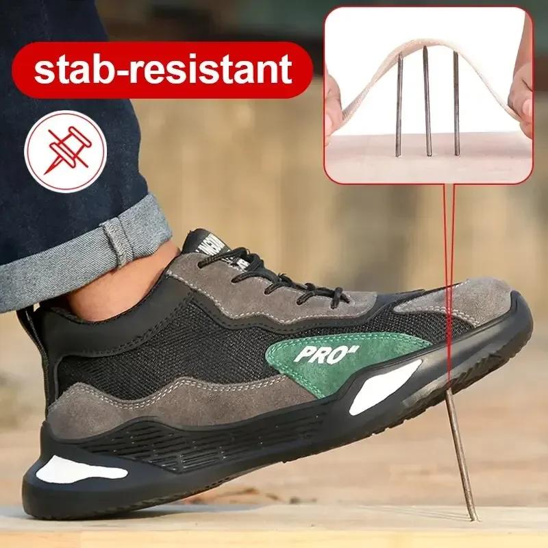 Men's Safety Shoes Steel Toe Men's Shoes Anti-smash Anti-puncture Working Boots Wear-resistant Slip-Resistant Breathe Sneakers