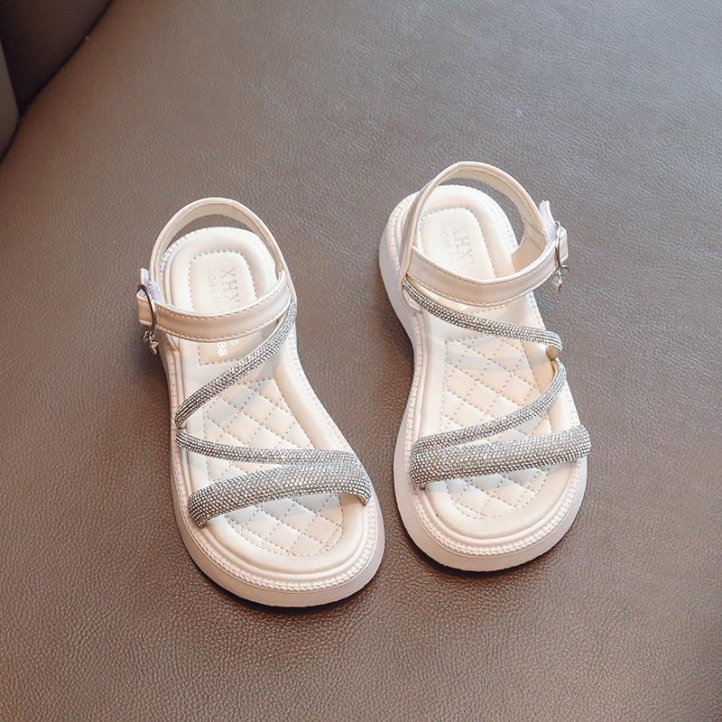 Girls  Sandals Soft-Sole Open-Toe Princess Shoes for Girls, Versatile Toddler & Youth Sandals Cute Girls Shoes 23