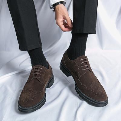 Herrenmode Mattleder Blockgeschnitzt Schwarz/braun Business Formell Lederschuhe Echtes Leder Herren Bullock Neuheiten Derby-Stil