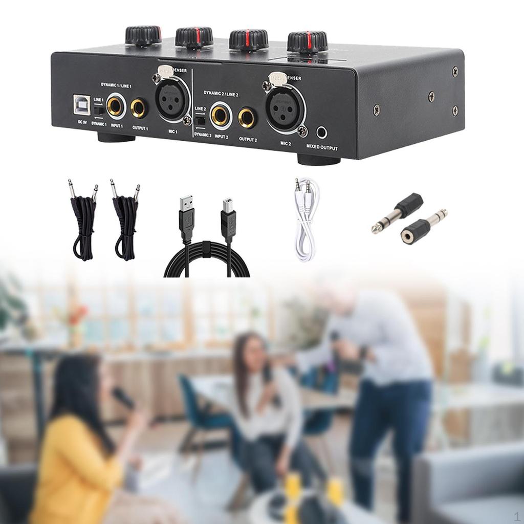 2 Channel Portable Stereo Audio Amp, Compact 48V Amplifier, Headphone Amplifier for Stage