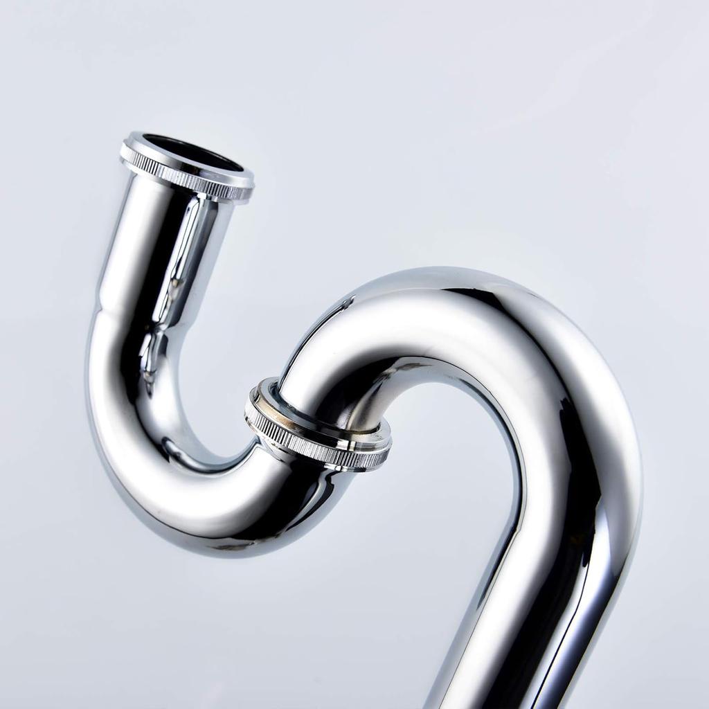 Sink Trap Brass S Trap for Bathroom Sink Kitchen Sink Sewer Pipe Drain Tube S Trap Chrome, WT04
