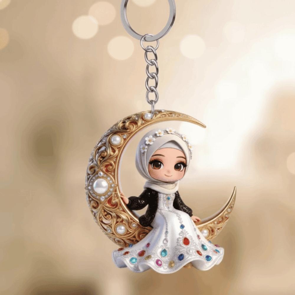 2D Flat Crescent Moon Acrylic Keychain Backpack Decoration Charm  Phone Charm Style C