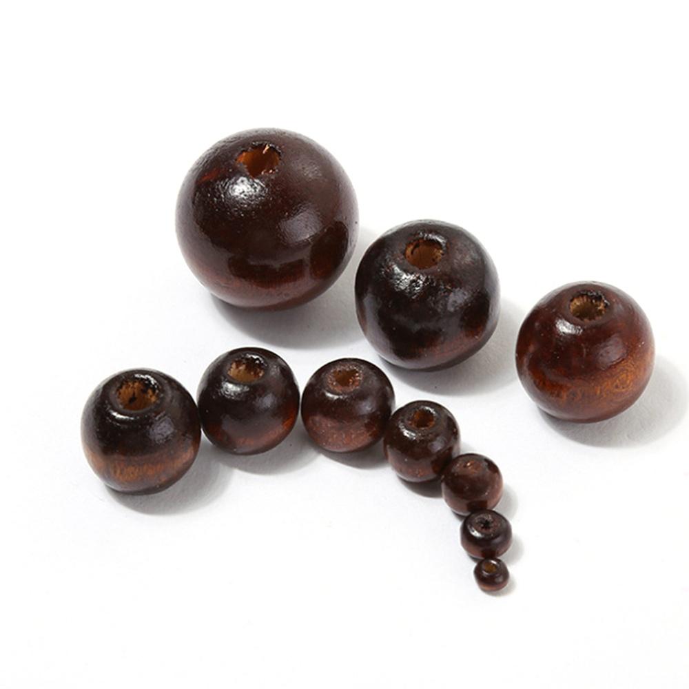 Brown Natural Wooden Beads  4/6/8/10/12/14/16/18/20M Eco-Friendly Wood Round Loose Beads for Jewelry Makeing