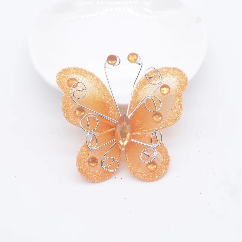 4 Stück Bling Puder Harz verzierte Drahtgeflecht Schmetterlingsapplikationen für Kleidung Hut Schuhe Nähaufnäher DIY Kopfschmuck Haarspangen Dekor