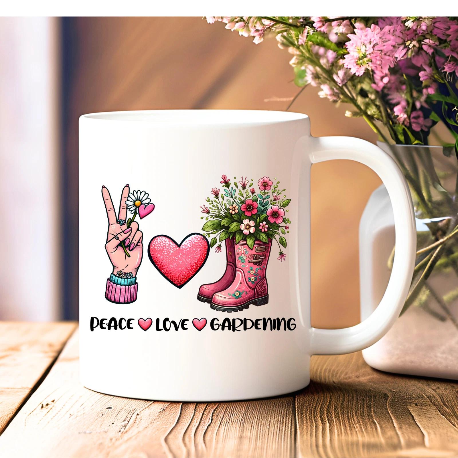 Gardening Mug Funny Quote Peace Love Gardening Gardener Gift Coffee Cup 11 oz Unisex T-Shirt XXL