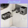 Gun Gray Wall Mount Hair Dryer Holder With No Drilling Wall Shelf Bathroom Storage For Home Use