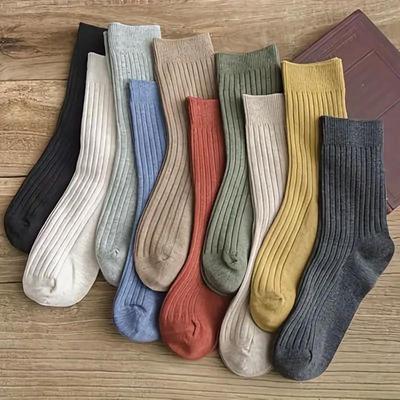 10 Paar Lebhafte Gestreifte Komfort-Crewsocken in Gemischten Farben Weich Atmungsaktiv Klassisch Lässig Alltagskleidung