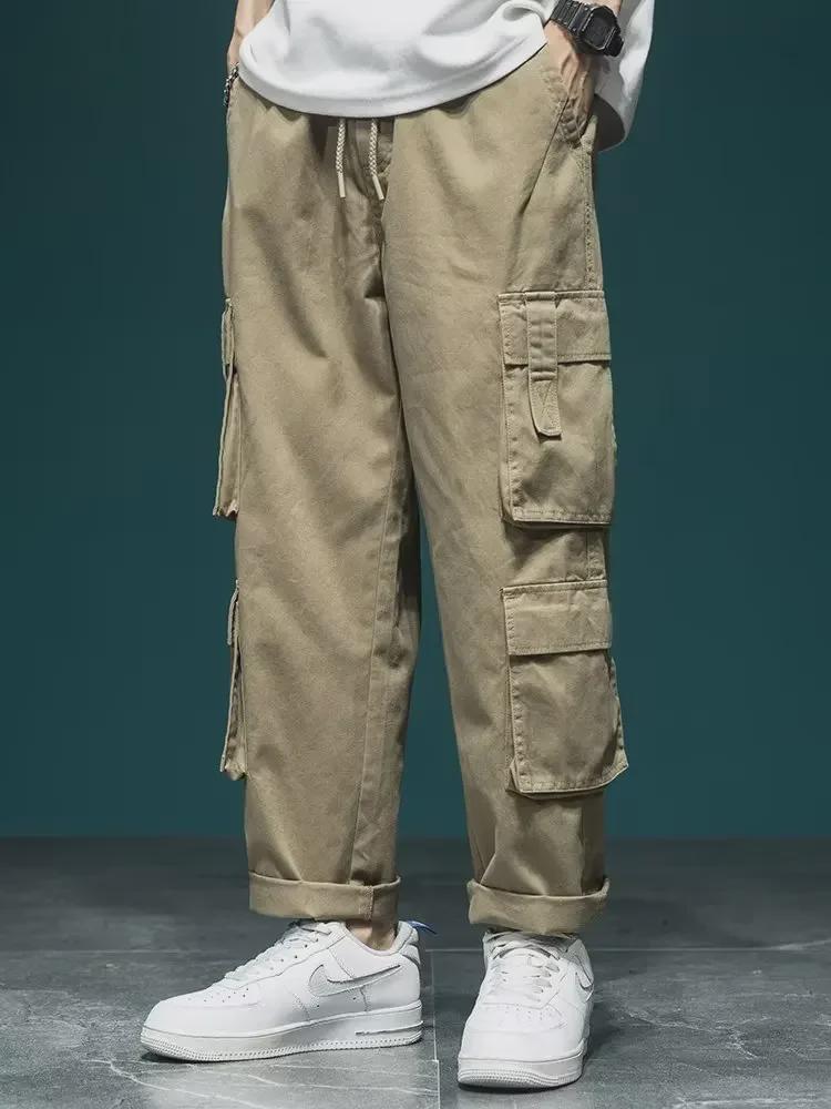 

Мужские японские модные однотонные комбинезоны свободного кроя - коллекция весна и осень 3XL хаки