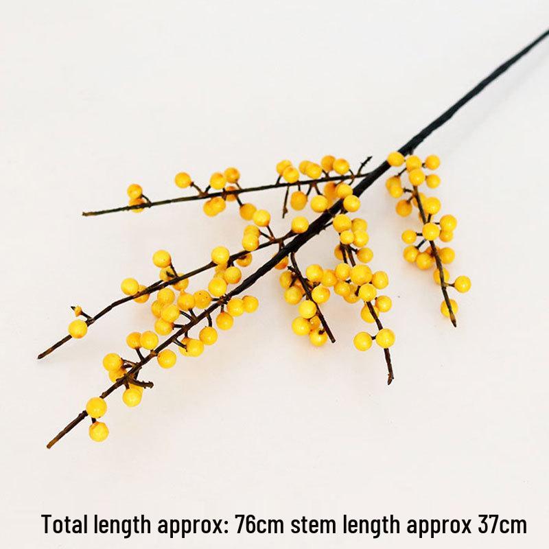 Red Holly Berry Faux Flower Fortune Bucket for New Year Home Decor