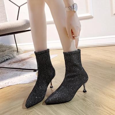 2024 Winter New Luxury Buling Sequins Brand Designer Womens Shoes Outdoor Walking Mountaineering Women's Stiletto Non-slip Boots