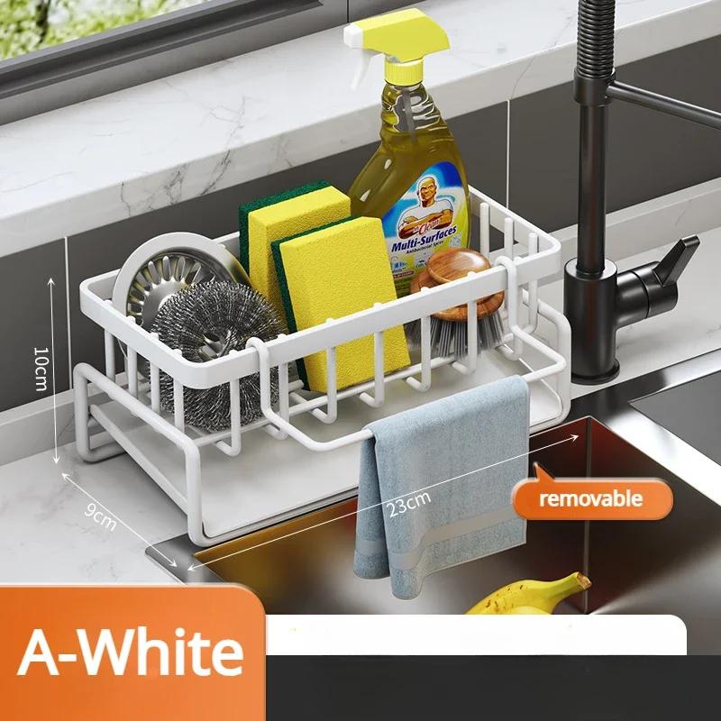 Kitchen Sink Drain Rack Sponge Storage Faucet Holder Soap Space Aluminum Drainer Shelf Basket Organizer Bathroom Accessories