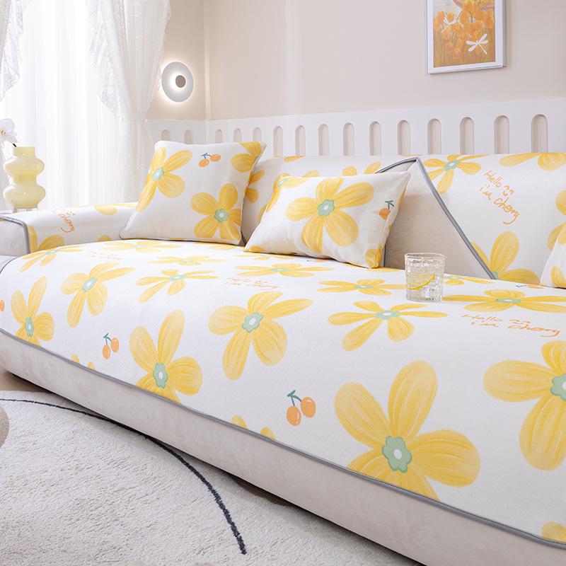 Sofa Cushion New Summer High -End Ice Silk Seat Cushion For Summer Cool Washable Non -Slip Sofa Cover Cover Cloth 