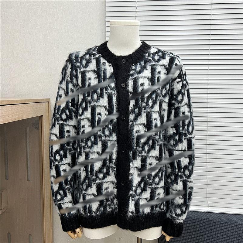 Unisex Trendig Rundhalsad Jacquardulltröja med Broderad Logga - Avslappnad & Mångsidig.