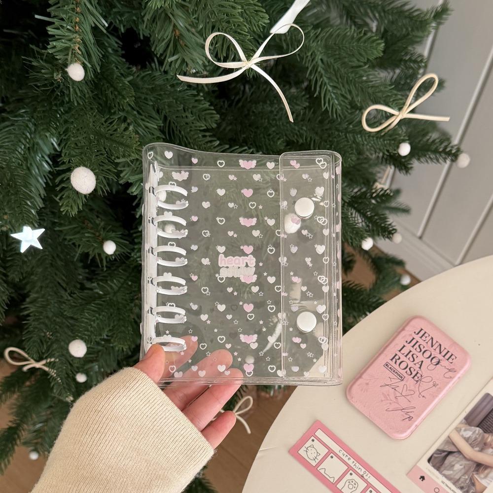 Portable A7 Photo Album PVC Loose-leaf Postcards Holder Clear Bow Star Design Photo Card Holder Students