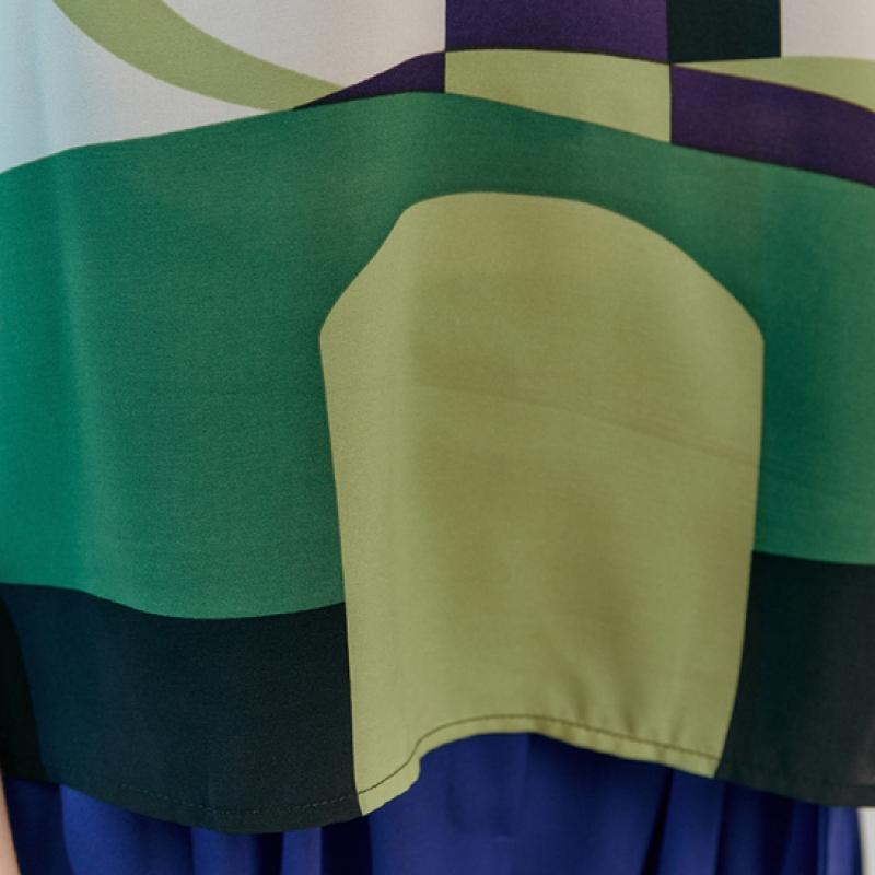 MAXZA Mondrian Color Block Print Blouse Zc07qb008on