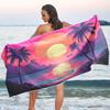 Tropical Sunset Palm Tree Print Beach Towel Quick Dry Microfiber Towel Soft Absorbent Towel for Summer Beach Pool and Travel Use