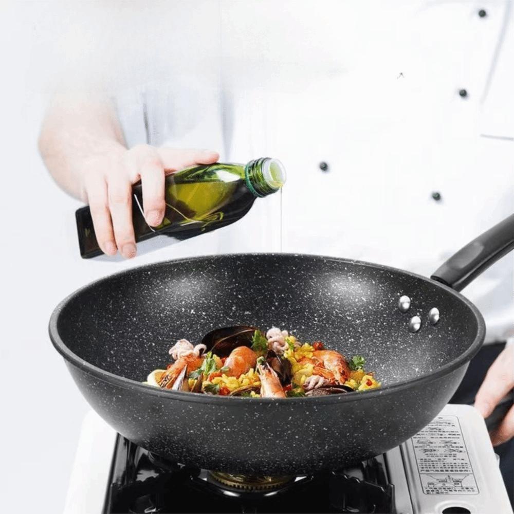Flat Bottomed Frying Pan Universal Wok Multifunctional Skillet  Cooking