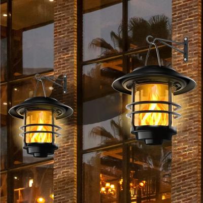 Lanterna solar externa pendurada sem fio à prova d'água chamas cintilantes lanterna luzes com kit de montagem na parede para jardim varanda cerca