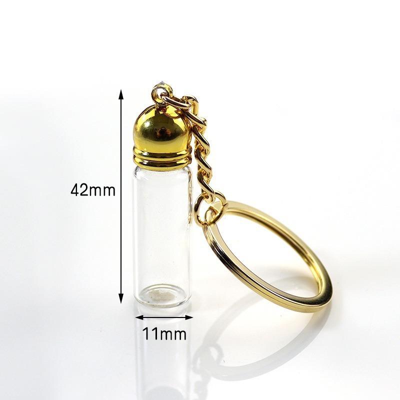 Chaveiro de Garrafa Vazia de Vidro Pingente Transparente Frascos de Óleos Essenciais Perfume Mini Garrafa dos Desejos Chaveiro Para Artesanato DIY