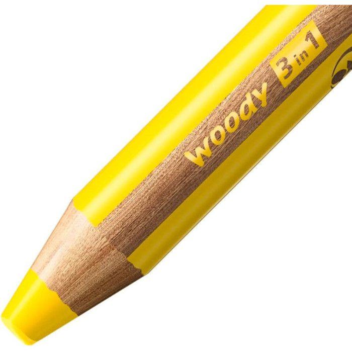 Crayons multi-talents - STABILO - Woody 3in1 - 15 crayons - Taille-crayon inclus - Plateau de rangement