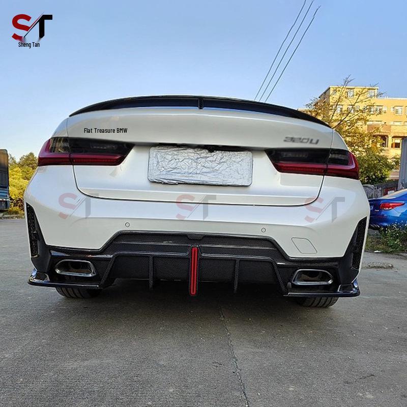 2023 BMW 3 Series G20/G28 Carbon Fiber V Style Rear Lip with Lighted Tail Corner Diffuser