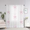 Pink Bow Curtains Hd Digital Print Pocket Rod Design Living Room Bedroom Home Decor Window Treatments Curtain Light Filtering For Sitting Polyester