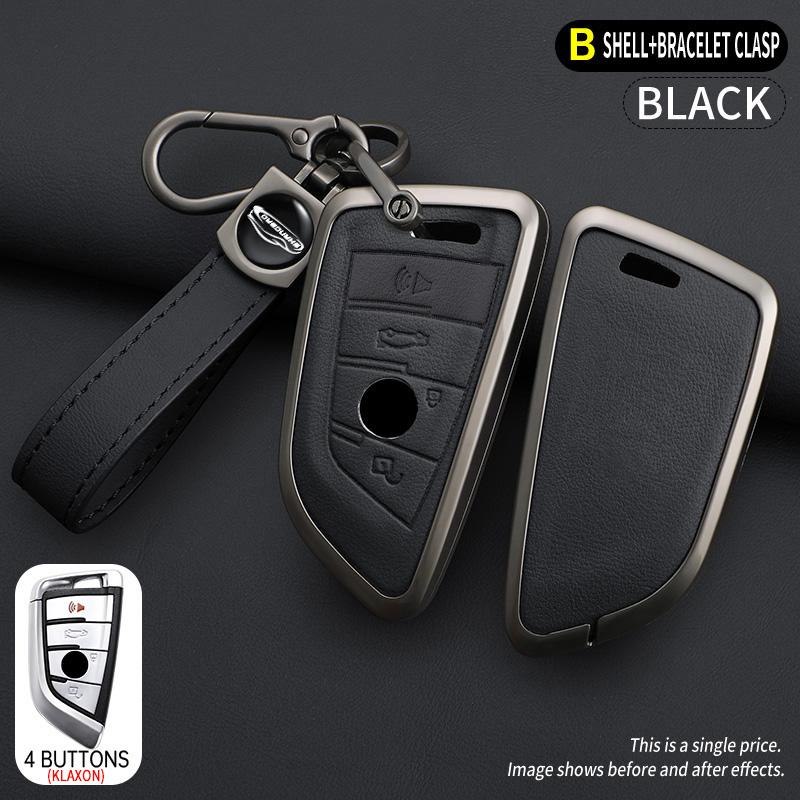 Car Zinc Alloy Leather Key Case Cover For BMW X1 X3 X5 X6 X7 F20 F15 F16 F48 G20 G30 G01 G02 G05 G11 G32 1 3 7 Series Accessorie