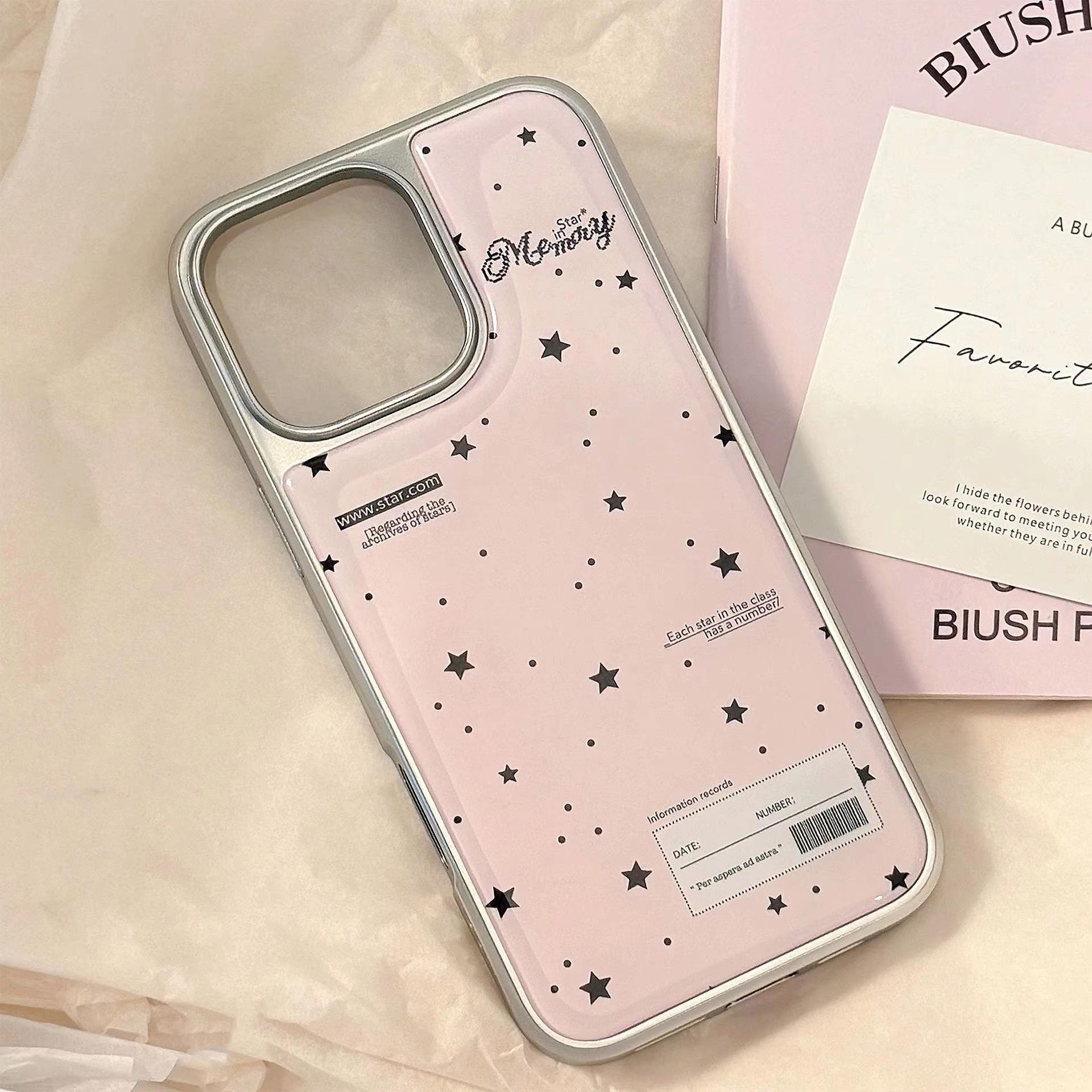 

Корейский Розовый Черный Звезды Гальванизированный Литьевой Смолой Чехол Для Телефона Для iPhone 17 Air 16 Pro Max 15 14 Plus 13 12 Pro 11 Задняя Крышка iPhone 16 Pro
