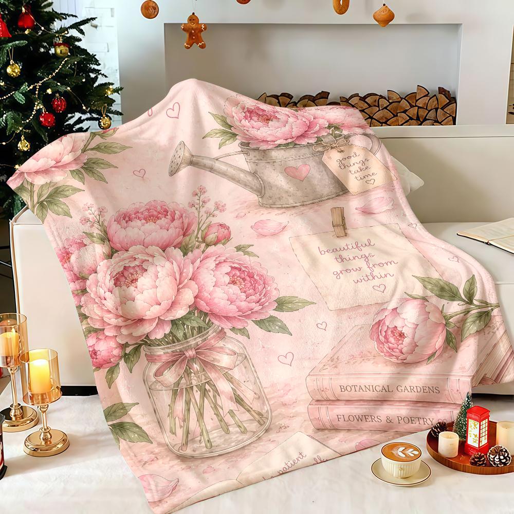 Minimal Floral Solid Color Thick Lightweight Extra Warm Travel Blanket Ideal Christmas Halloween Gift for Women Men Kids
