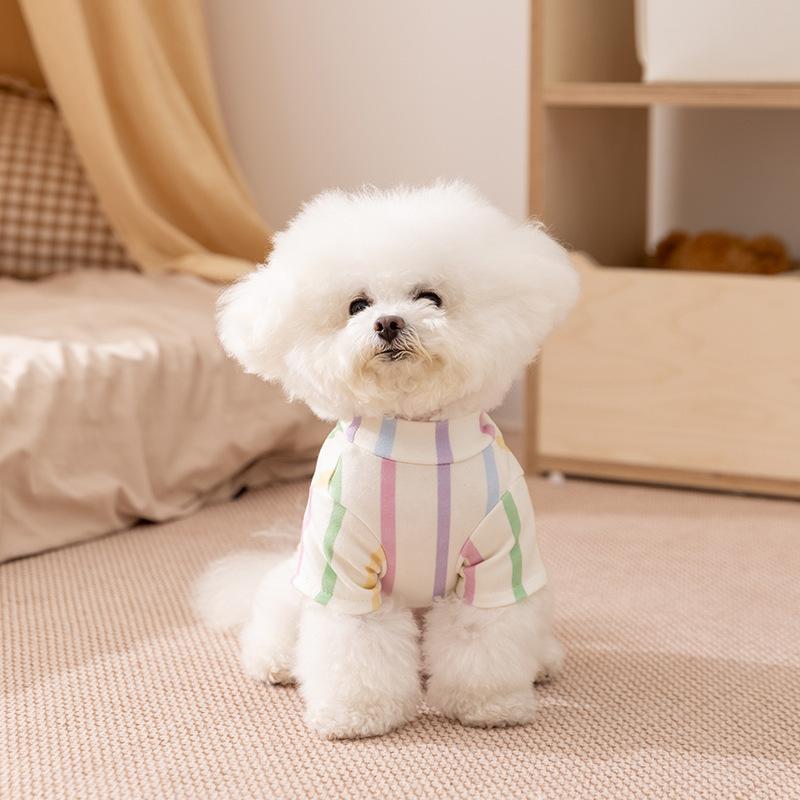 Autumn and Winter Dog Clothes Striped Shirt Thin Bottoming Shirt Medium and Small Dog Teddy Bear Cat Pet Clothes