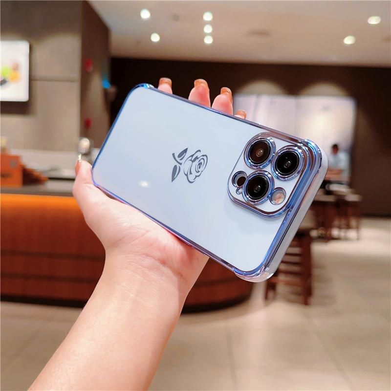 Luxus Vergoldung Rose Blume Bumper Handyhülle Für iPhone 11 12 13 Mini 14 15 Pro X XR Xs Max SE2 SE3 Schutzhülle Auf 14 Plus