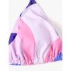 3 Piece Sexy Bikini Set Long Sleeve Sheer Mesh Cover Up Colorful Print Deep V Summer Beach Vacation Bathing Suit Swimwear