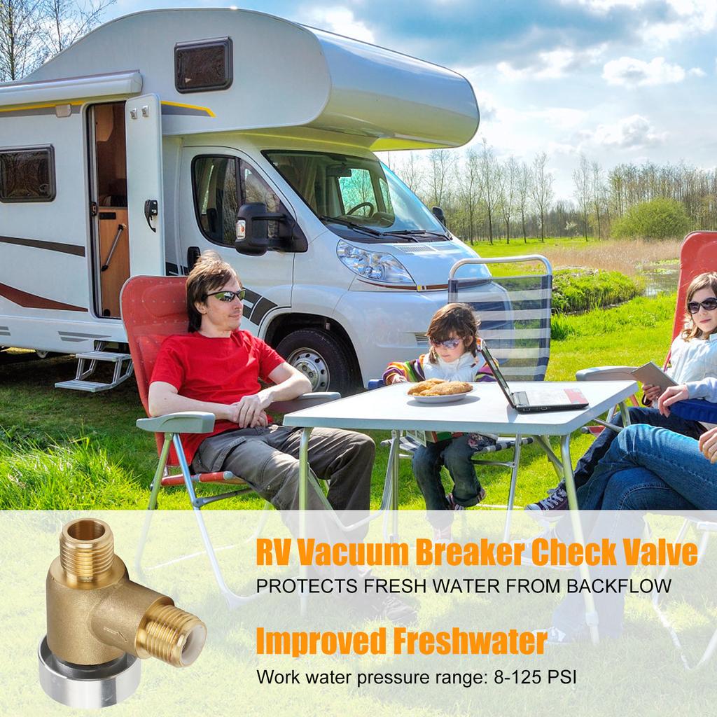 Brass Check Valve for Water System, with 1/2 NPT Male Thrd, for Motorhome, Travel Trailer, Motorhome