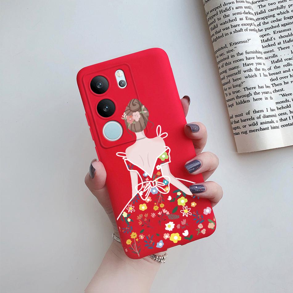 For Vivo V29 5G Global Version Phone Case Couple Cute Cartoon Flower Back Shell Etui For Vivo V29 V 29 V2250 Soft Silicone Cover