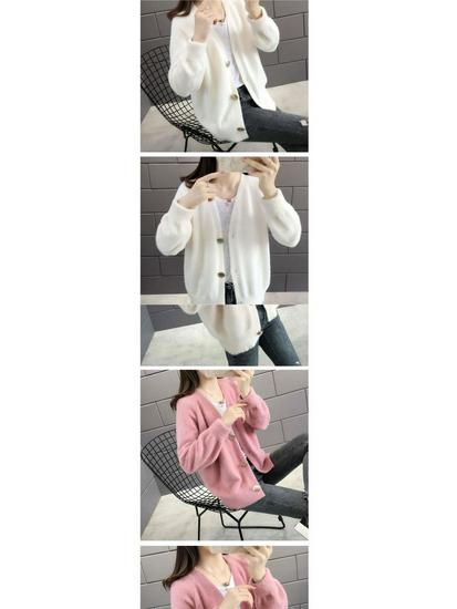 Women's Faux Mink Knit Cardigan Coat: Spring & Autumn Korean Style, Short Loose Outerwear
