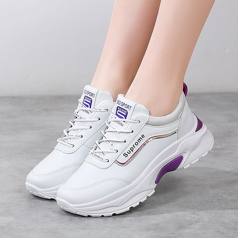 

New shoes, spring and autumn student versatile sports shoes women s casual thicksoled heightening shoes 35 фиолетовый